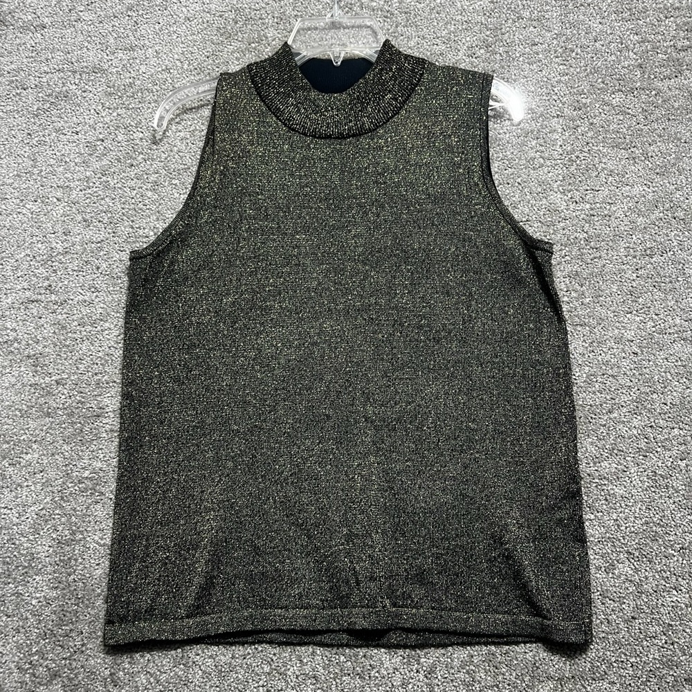TanJay Woman’s Sleeveless Mock Neck Metallic Sweater Size Medium
